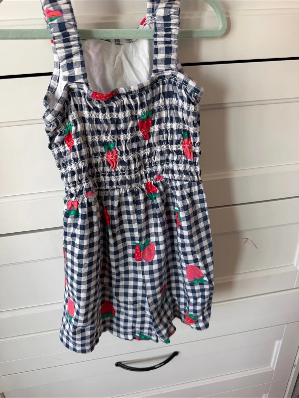 Old Navy Navy Gingham Strawberry Romper